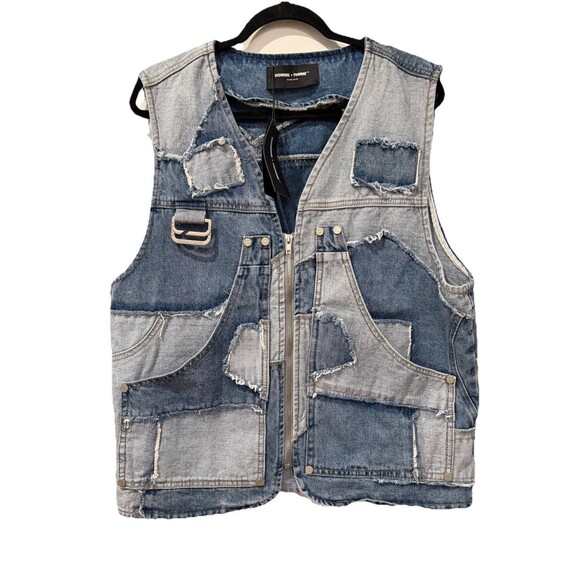 Homme + Femme Patchwork Denim Vest Spring 2023 Men Size Large Designer NWT - Picture 1 of 9